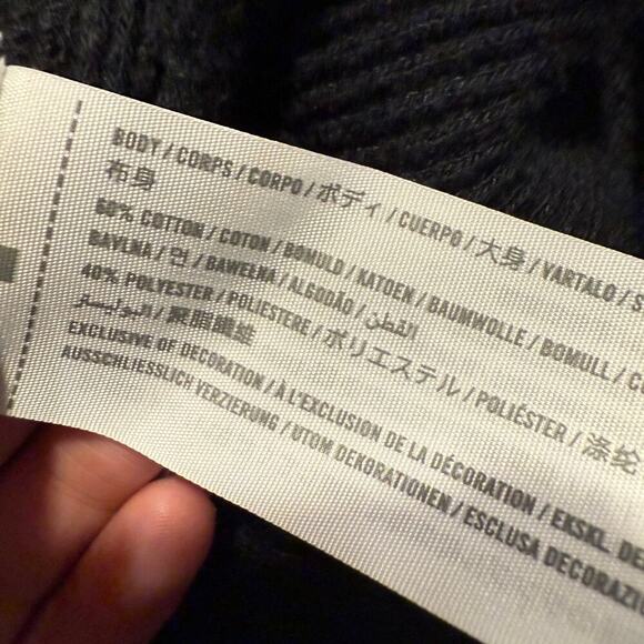 Abercrombie Fitch Black Waffle Knit Thermal Hoodie Women S Long Sleeve Lounge - Picture 6 of 8